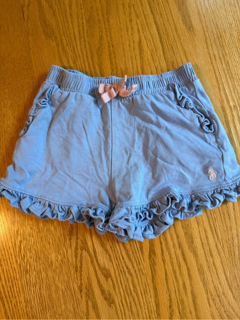 Ralph Lauren Baby Ruffle Blue Shorts Girls 12 Mo RL Charm Pony Logo